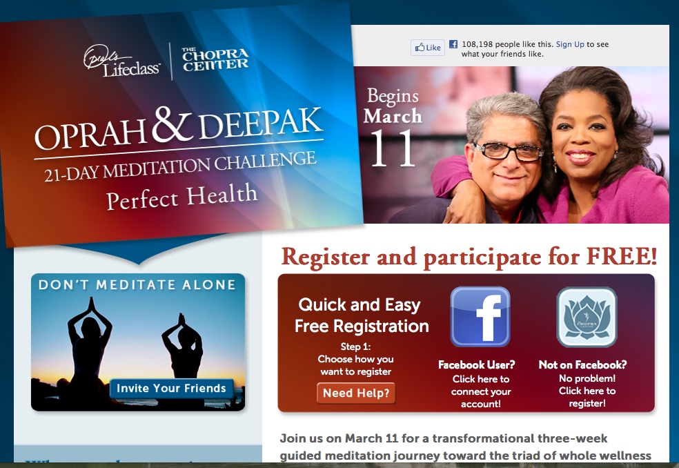 Deepak Chopra Oprah Offering Free Meditation Program