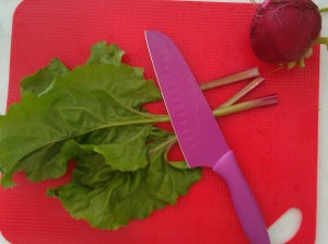 Cut off the tough stems when preparing the beet leaves.